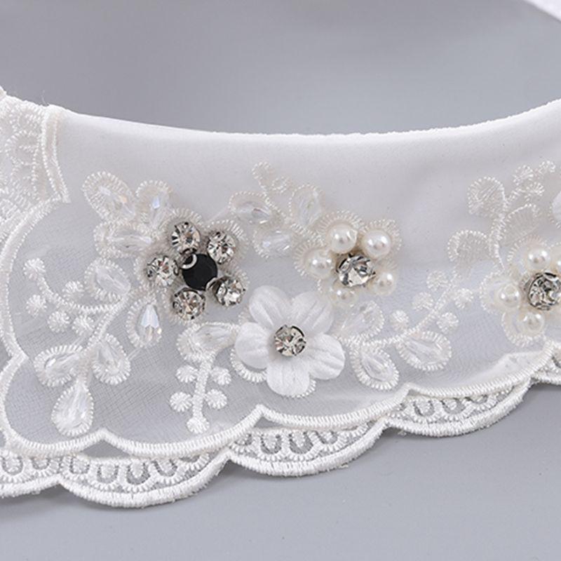 Fashion Imitation Pearl Fake Collar Detachable Dual Mesh Lapel Necklace Women Top Clothes Neckwear Accessories