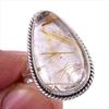 Natural Golden Rutile Gemstone Handmade 925 Solid Silver Jewelry Ring S.7 i1W62