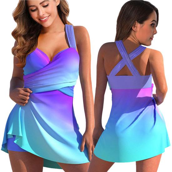 2Pcs/Set Tankini Set Two Piece Boy Floral Print Shorts Dress Beachwear Sexy Push Up