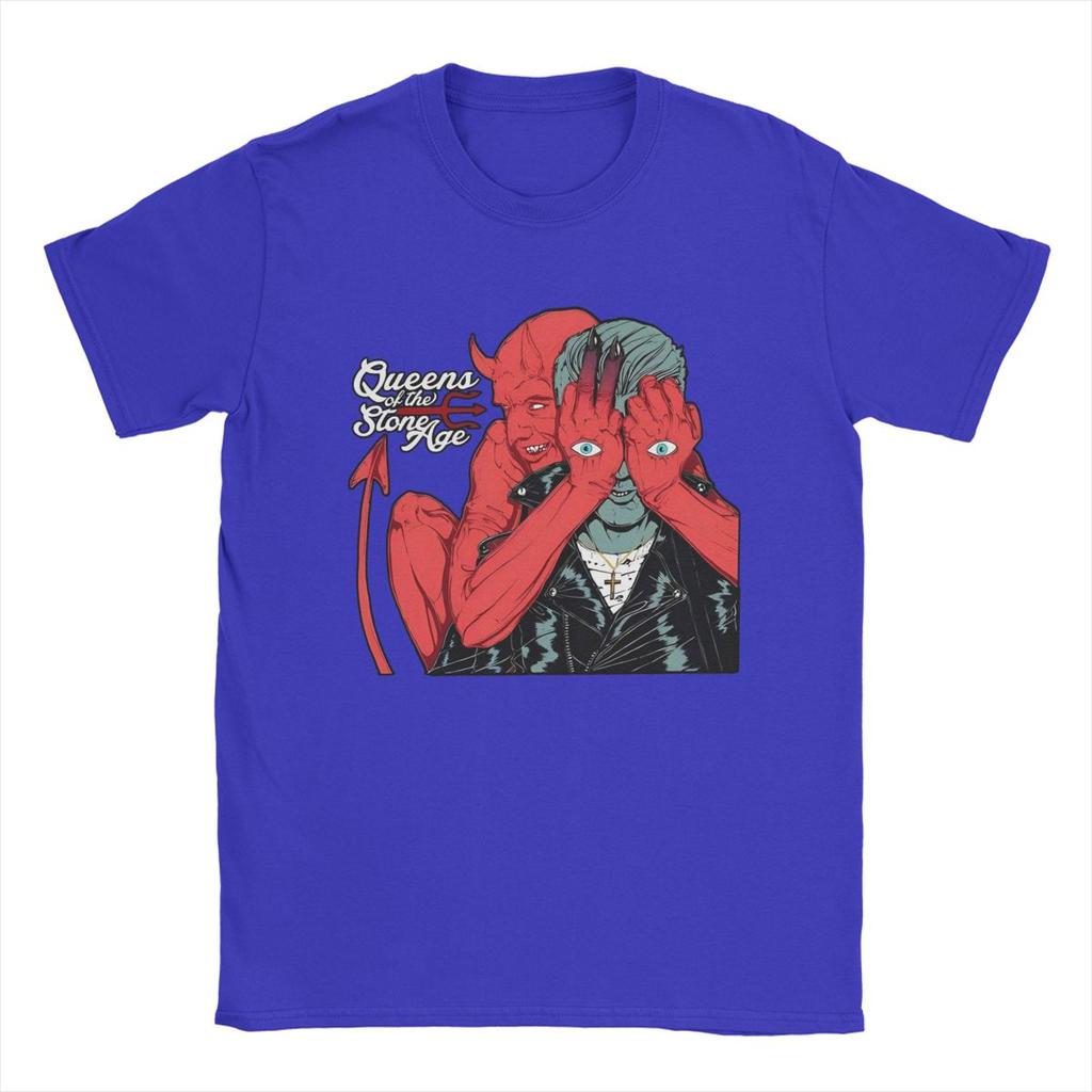 Men Queens Of The Stone Age Band T Shirts Cotton Clothes Vintage Short Sleeve O Neck Tee Shirt Plus Size T-Shirts