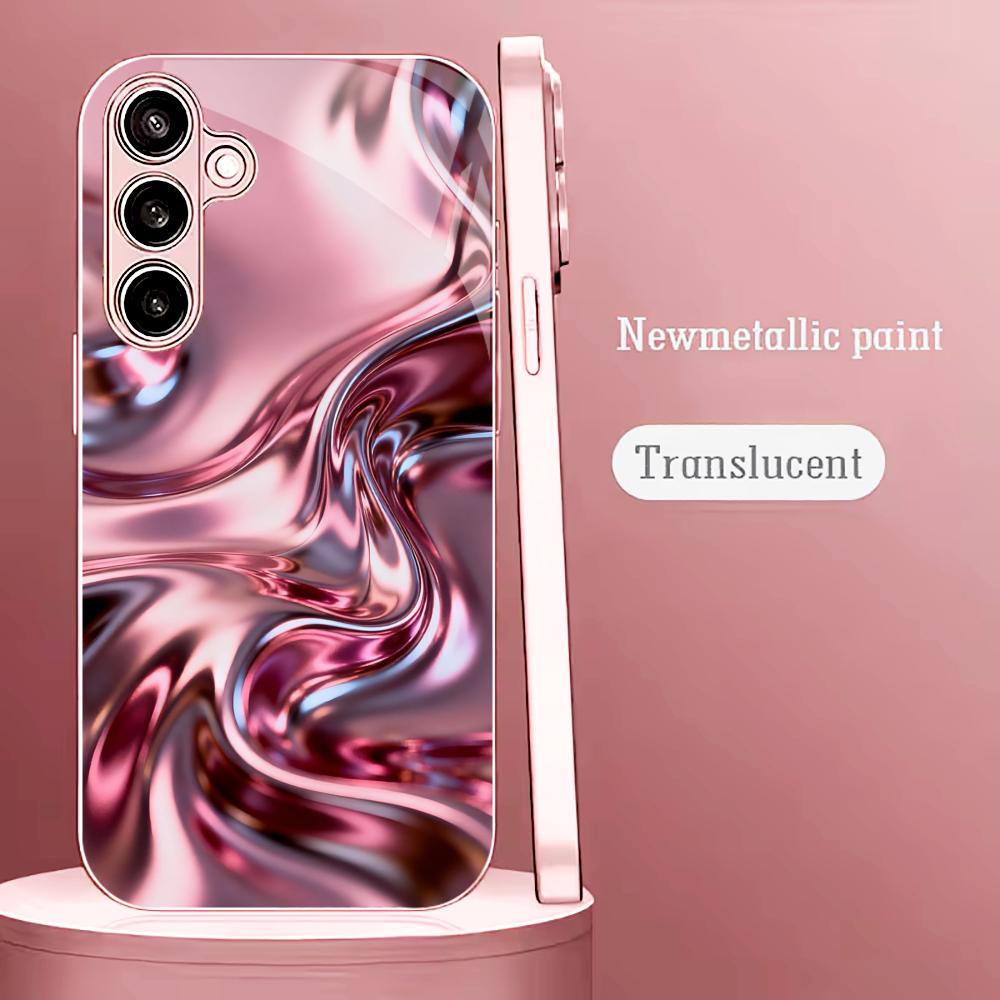Металлическая розовая текстура Madam pink Стекло Чехол для телефона для Samsung Galaxy S26 S25 S24 S23 S22 S21 FE Ultra Plus Ударопрочный Женский