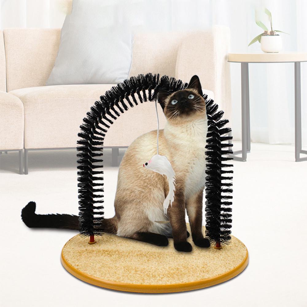 Cat Self Massager Cats Arch Self Groomer Scratcher Toy Brush Cat Scratching Pad