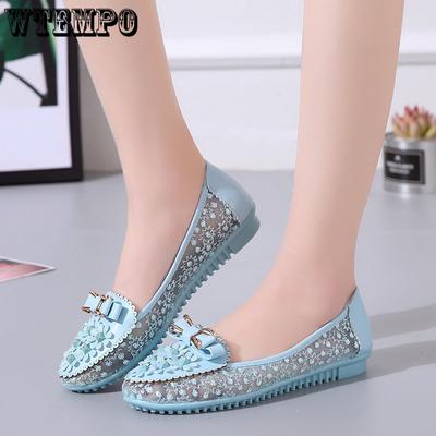 Женская обувь, комплект обуви в виде фасоли, сандалии на плоской подошве, удобные туфли с дышащей сеткой и бантом, женская обувь на весну и лето