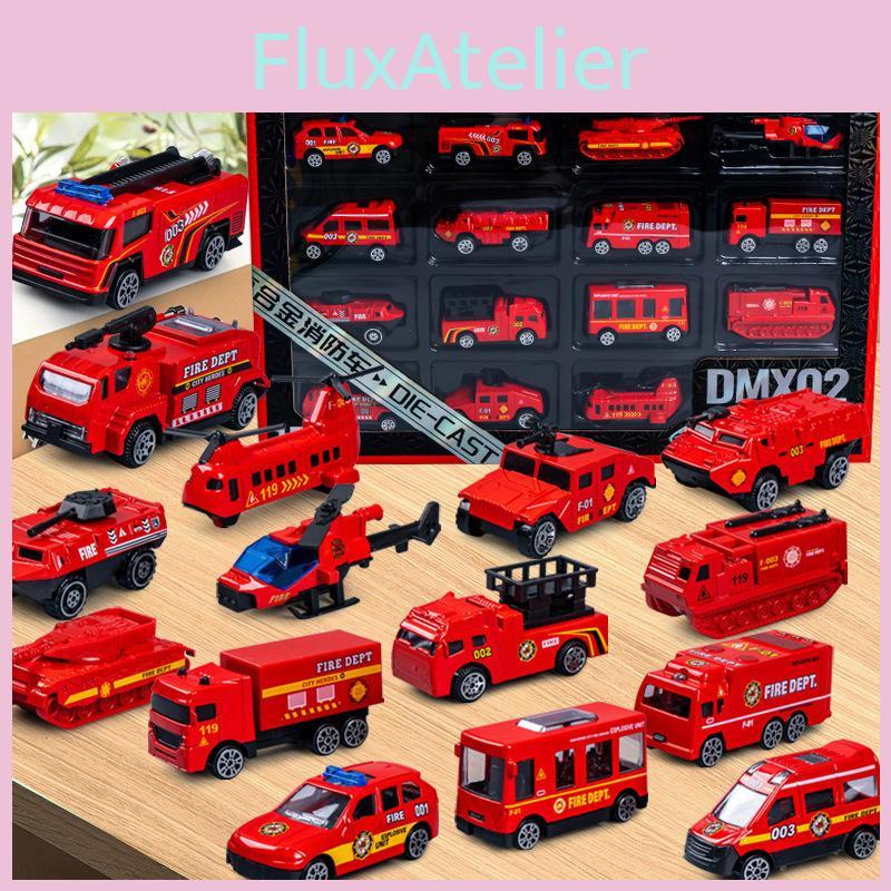 Коллекция мини-инженерных машин из сплава: пожарная машина, полицейская машина с инерционным механизмом для детской игры