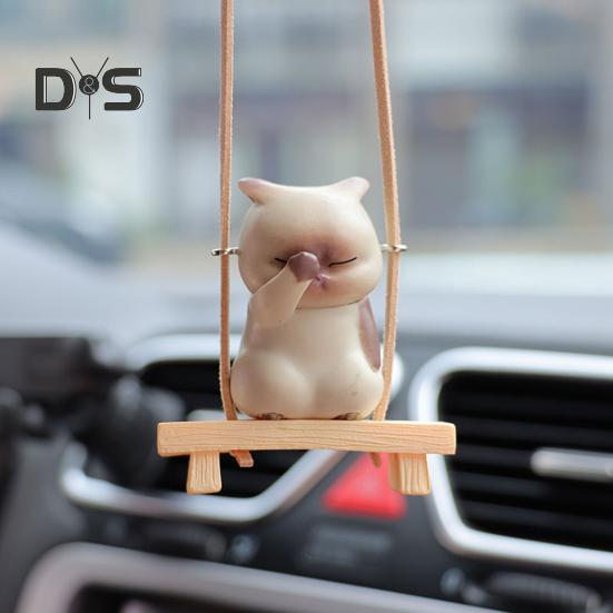 Подвеска в виде зеркала заднего вида, подвесное украшение со шнурком, легко повесить, очаровательное украшение в форме мультяшного кота, подвеска для салона автомобиля