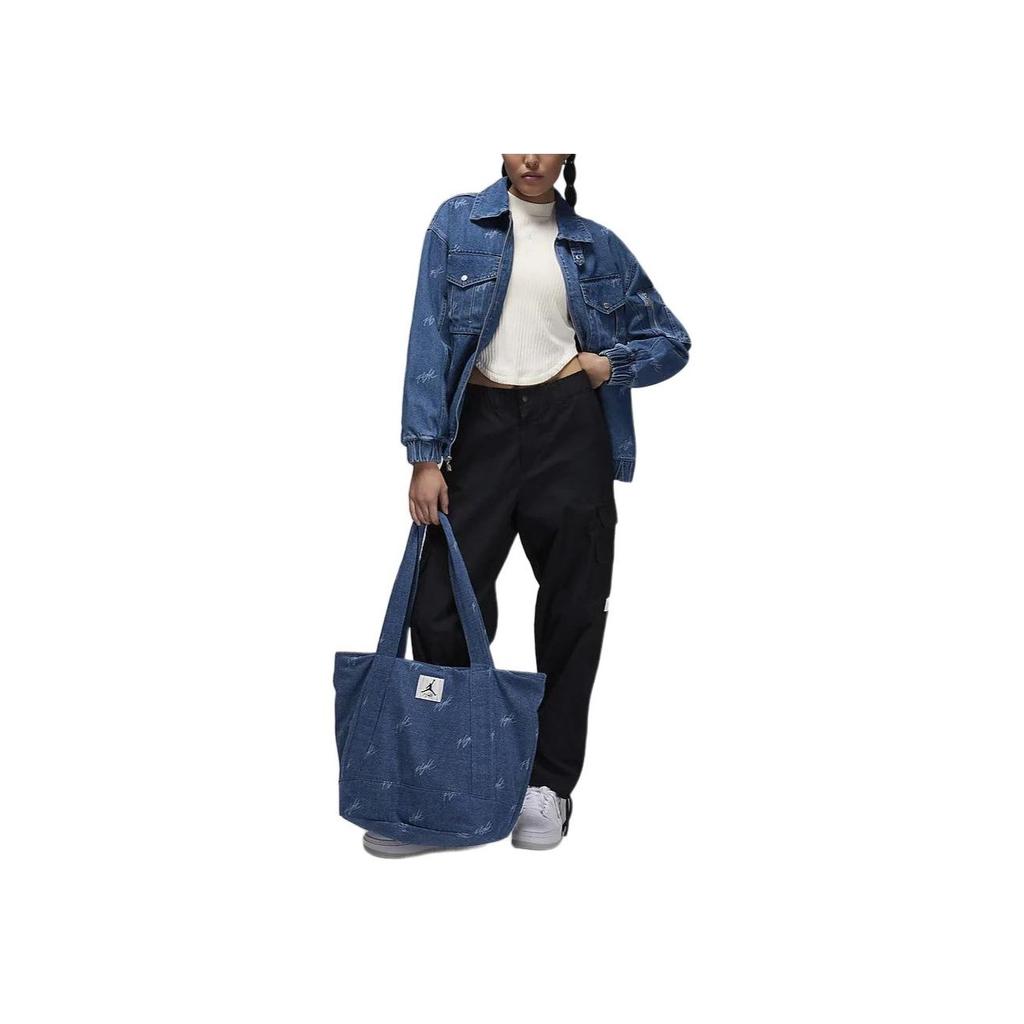 Jordan SS24 Flight Series Renegade Повседневная джинсовая куртка с отложным воротником и полным принтом на молнии Женская куртка каменно-синего цвета FN5354-453