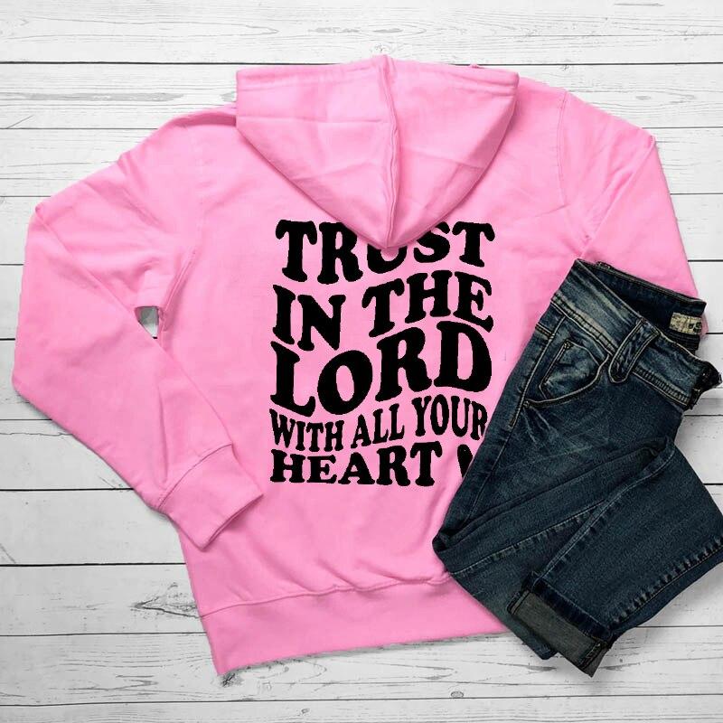 Доверьтесь Господу всем своим сердцем, женские толстовки с капюшоном, толстовка с карманом Иисуса Tumblr, модный повседневный джемпер