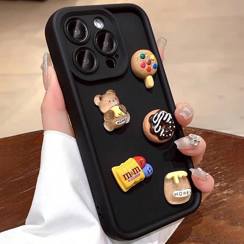 Милый 3D Медведь Медовый Пончик Кофе Чехол для Телефона для Samsung Galaxy A06 A26 A36 A25 A16 A34 S25 Ultra S24 FE S23 S22 Plus Мягкая Крышка
