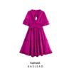 Spring 2025 Women's European & American Style Waist-Slimming Ruffle Dress