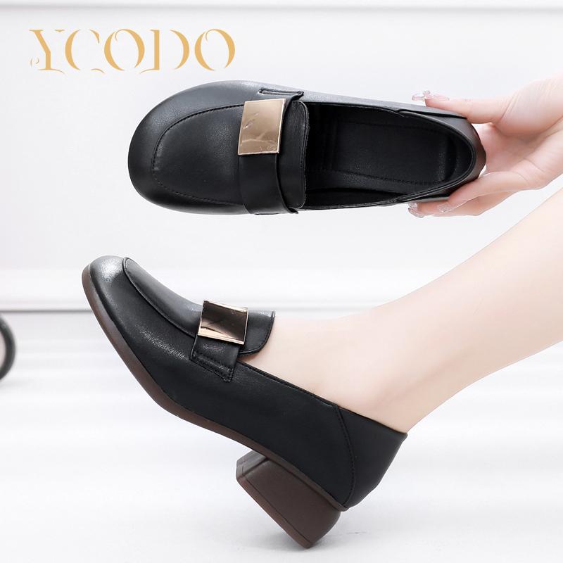 Женские туфли на каблуке из натуральной кожи весной и осенью с удобными лоферами, повседневные лоферы для студенток