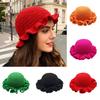Fisherman Hat Solid Color Ruffled Brim Design Knitting Hat Windproof Warm Sun Protection Outdoor Activities Hat