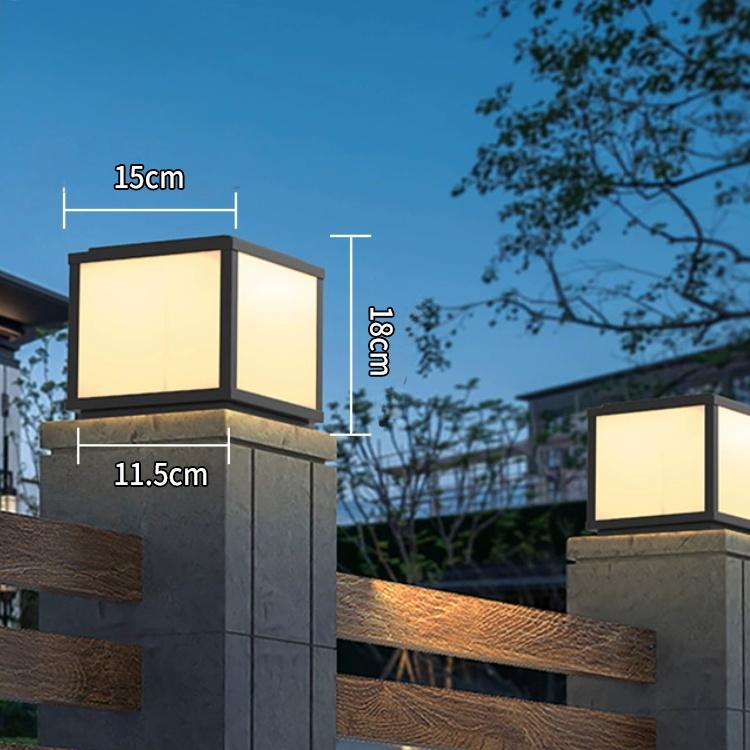 Modern Outdoor IP65 Waterproof Square Gate Fence Garden Post E27 Black Aluminum Villa Courtyard Pillar Light