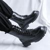 Fashion Thick Soled Platform Men Genuine Leather Boots Luxury Designer Round Toe High Top Boots Fashion Trends Street Side Zipper Shoes