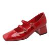 Туфли Хепберн Туфли Мэри Джейн Маленькие красные туфли Свадебные туфли Женские туфли на одинарном каблуке с мелким носком и пряжкой в ​​стиле ретро Средний каблук Толстый каблук