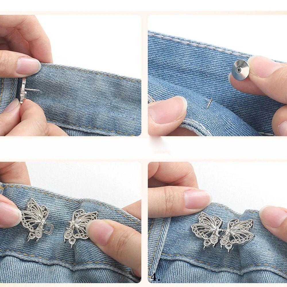 Invisible Butterfly Button Adjuster Rabbit Pants Tightener Fashion Waist Buckle Party