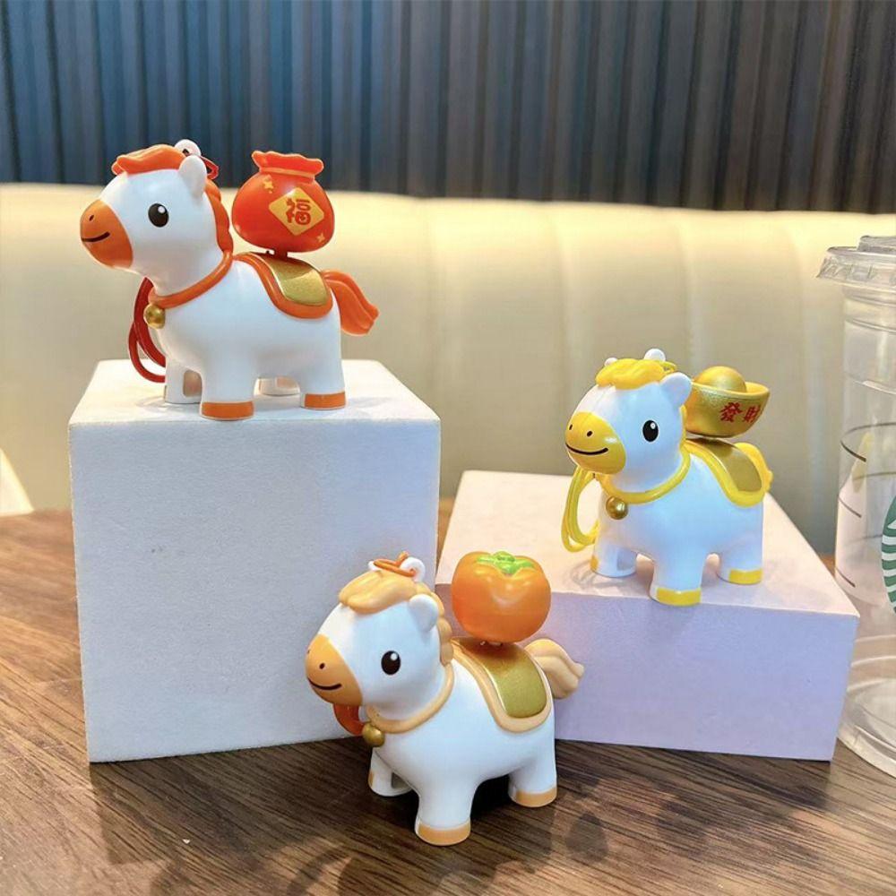 DIY Craft Zodiac Pony Keyring Press To Rotate Bag Pendant Horse Keychain  Keychain Accessory