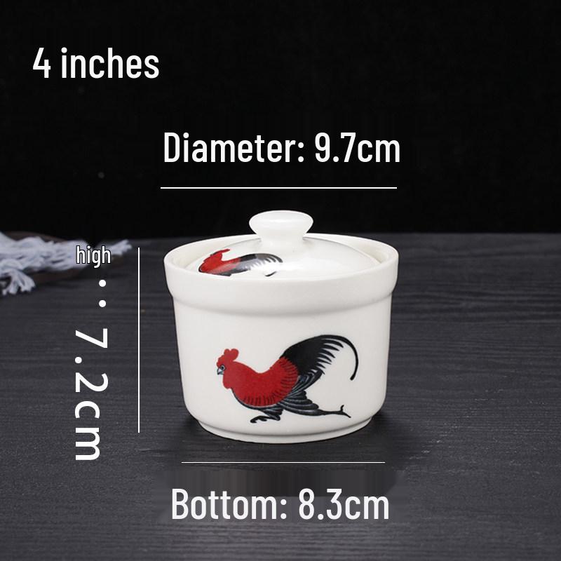 Ceramic Double Boiler Stew Pot with Lid for Soup, Bird's Nest, and Steamed Eggs