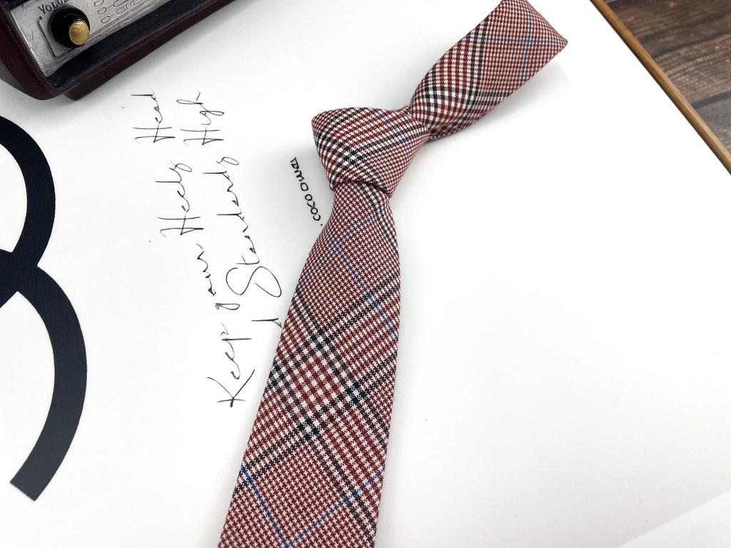 Men'S And Women'S Japanese Retro British 6Cm Narrow Tie Coffee Color Gray Blue Casual Grid, Get Married At Work