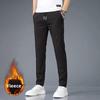 Мужские облегающие прямые флисовые брюки Black Label Plus - повседневные брюки в корейском стиле на осень/зиму