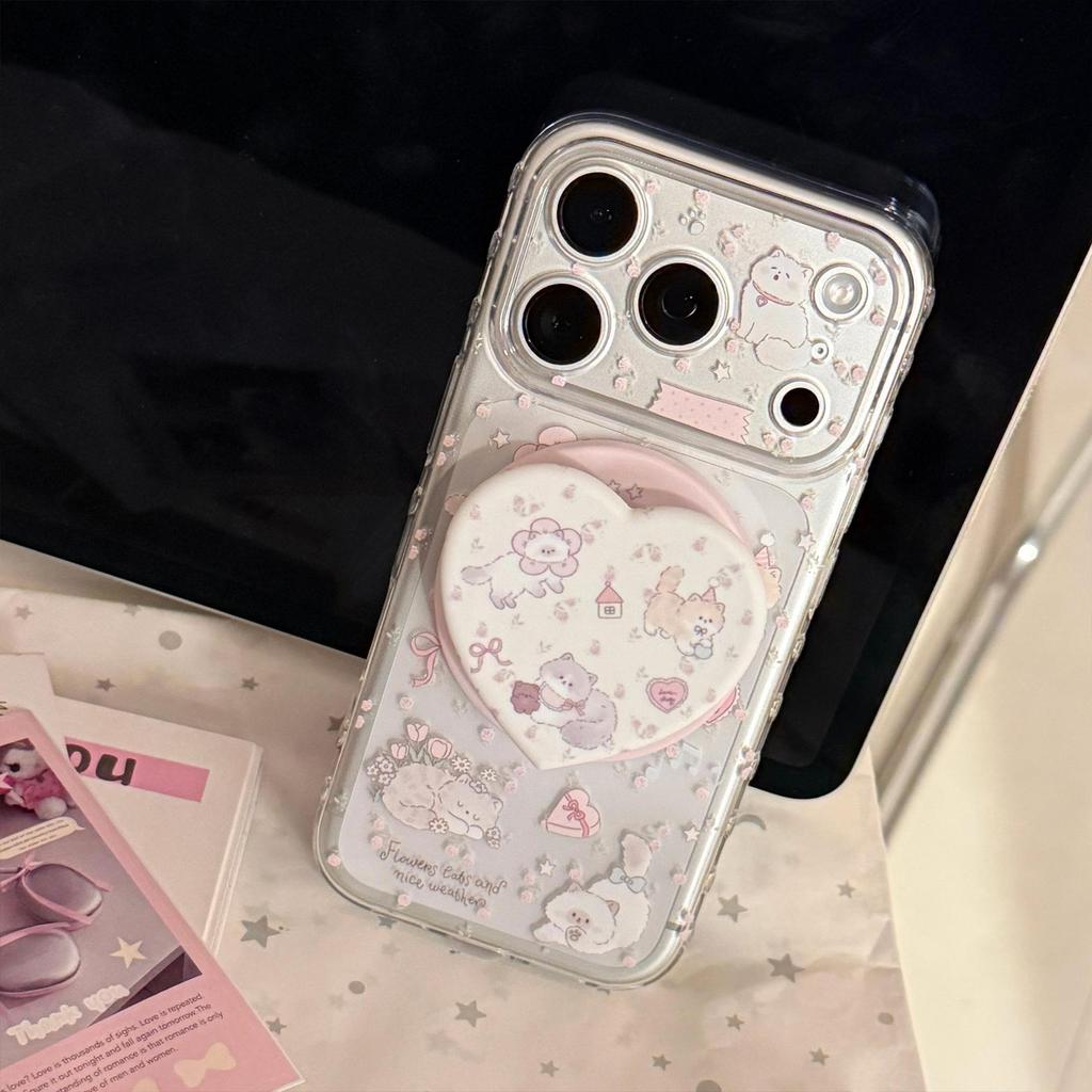 Милый котенок, чехол для телефона в форме сердца с магнитом для iPhone 16, iPhone 17 и iPhone 17 Pro Max
