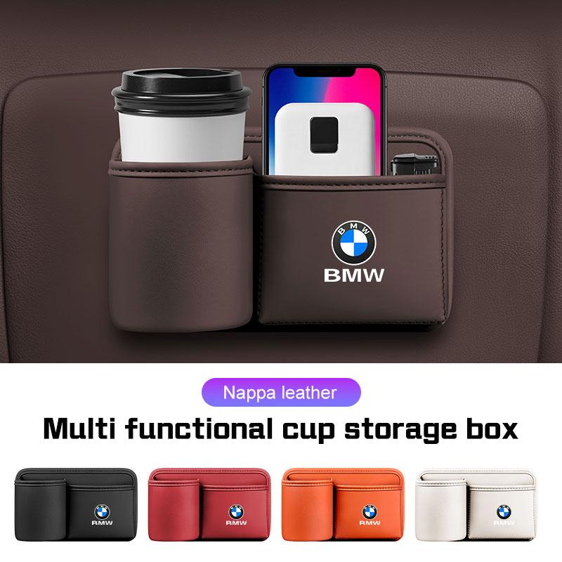 Leather Car Cup Holder Storage Box For BMW X1X2X3X5 X6 X7 1 3 5 6 7 Series F40 E60 E90 G20 G30 Door Trash Can Umbrella Organizer RL7