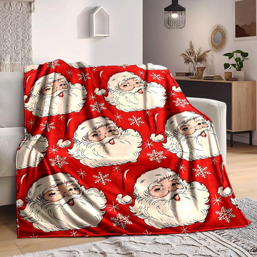 1pc Santa Claus Design Blanket Warm, Cozy, And Soft, Suitable for Sofas, Beds, Cars, And Office Use.Perfect for Camping And Travel, Making It a Great