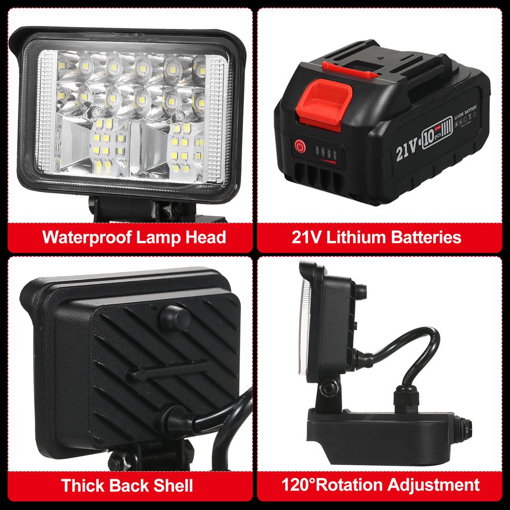 3 Inch LED Work Light for 21V Lithium Batteries Super Bright Outdoor Lighting 120 Degree Rotation