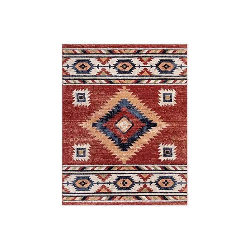 Southwestern Navajo Style Area Rug Red Tribal Geometric Non-Slip Washable Carpet for Living Room, Bedroom, Home Decor