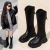 Children Knee Length Boots Autumn Student Girls Princess Boots Kids Zipper Comfortable Non Slip Solid Color Long Boots
