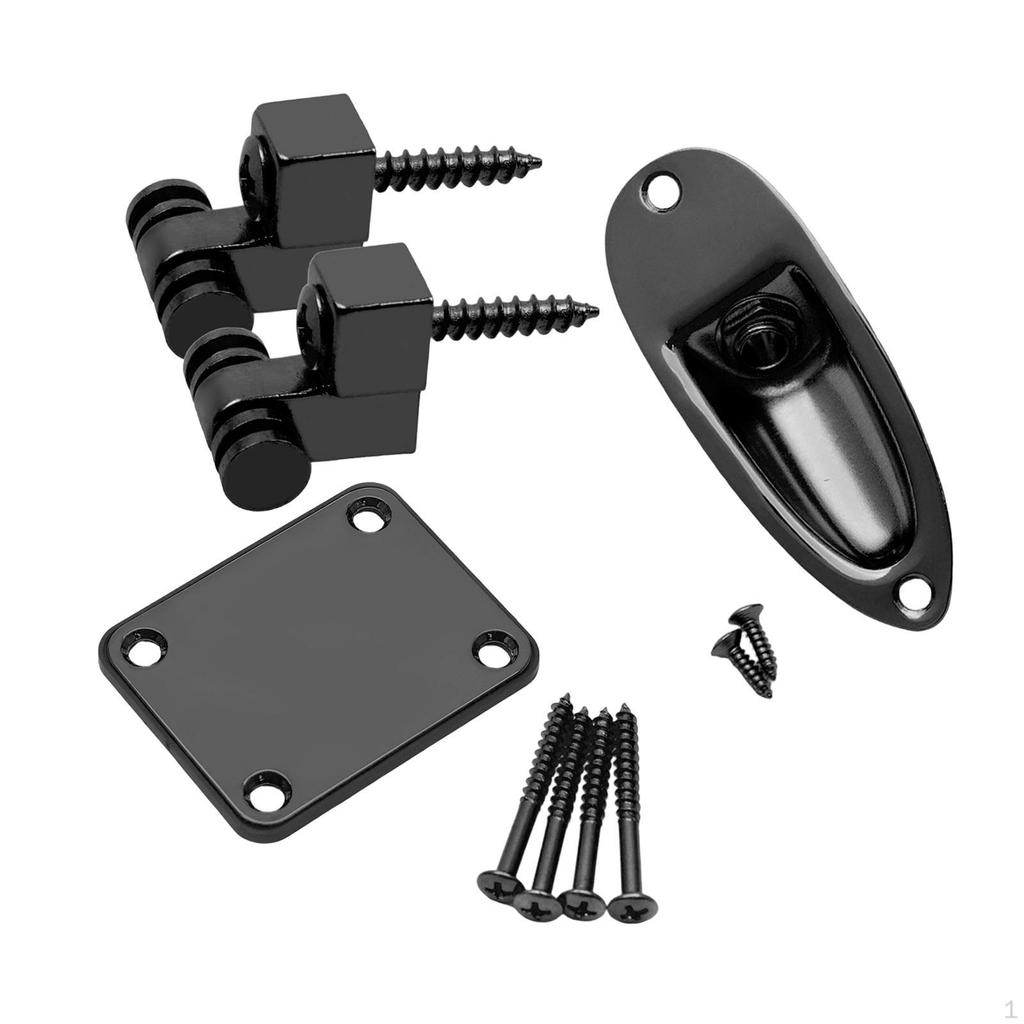 Electric Guitar Neck Plate Parts with Screws 4 Holes Metal Rectangle Thick Connecting