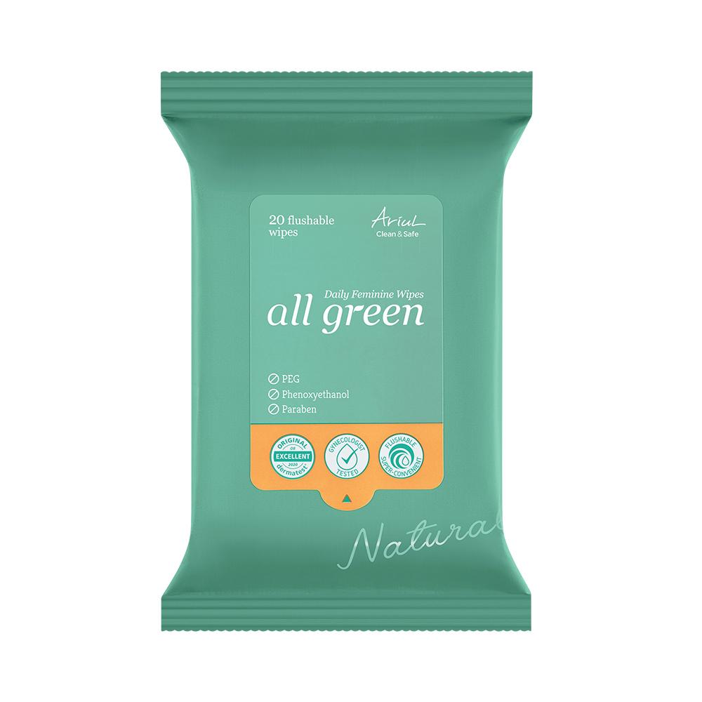 Чистящие салфетки Arial All Green Feminine Wipes (Выберите 1 из 2 типов) (20 листов/40 листов)