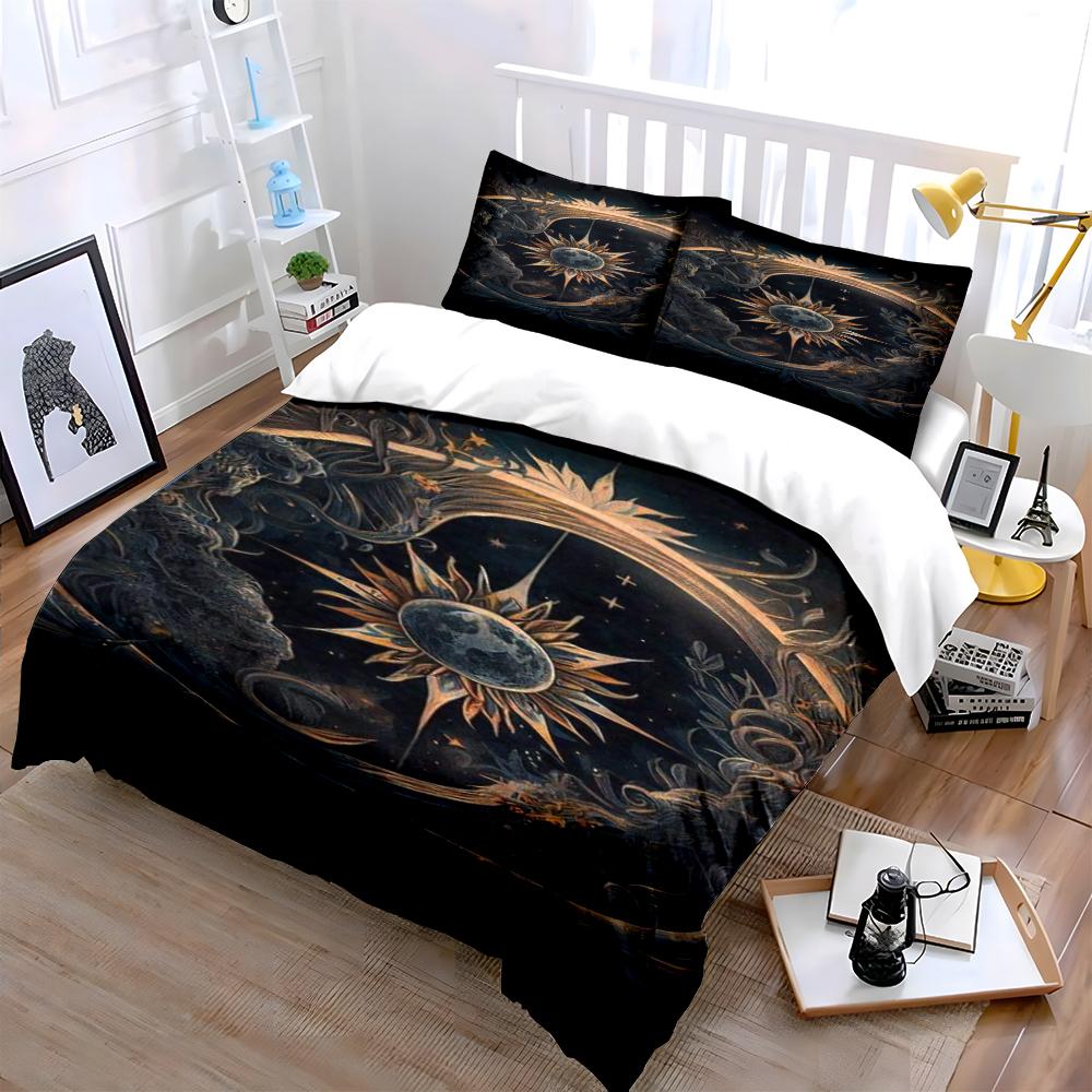 Ethereal Sun and Moon Galaxy Bedding Set Bedding set (1 duvet cover, 2 pillowcases, duvet not included)