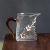 Heat Resistant Glass Teapot with Handle and 3D Plum Flower Teacup Transparent Hammer Pattern Drinkware