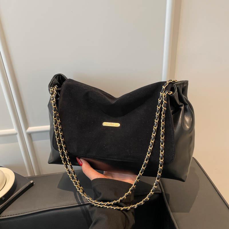 Fashion Chain Bag Autumn and Winter New Casual Armpit Bag Commuter Tote Bag Women's Splicing Shoulder Bag Tide