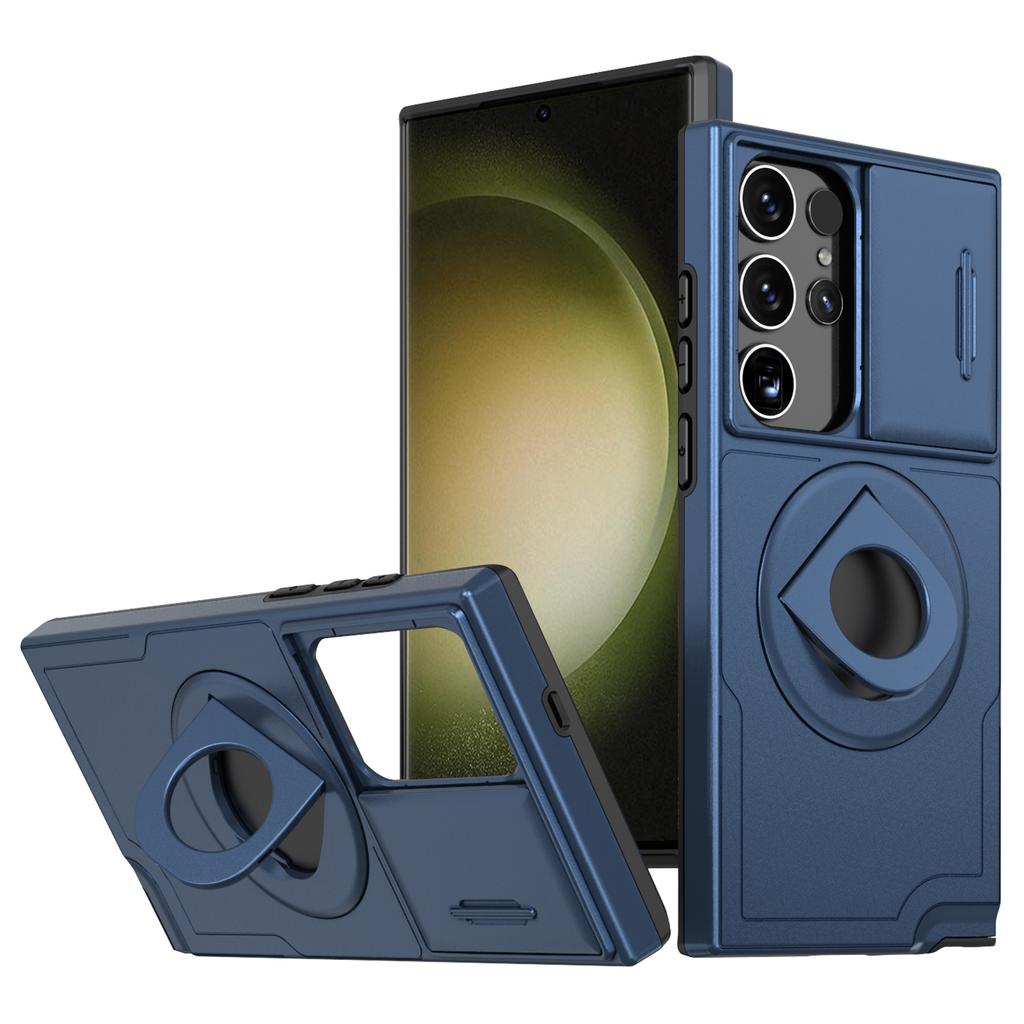 For Samsung Galaxy S23 Ultra Case Magnetic Scratch-proof PC+TPU Phone Cover with Rotary Kickstand