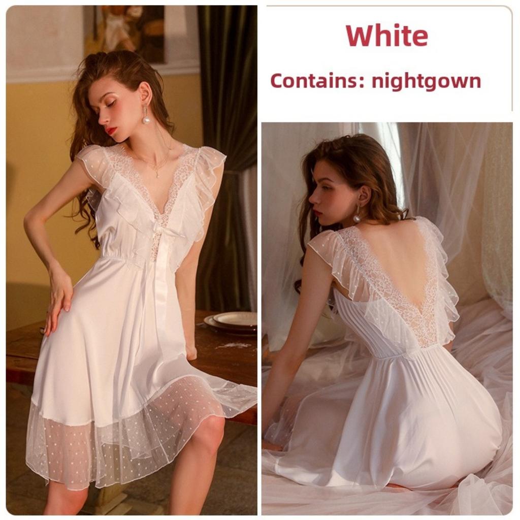Сексуальная ночная рубашка с подтяжками, перспективный кружевной комплект с V-образным вырезом и глубоким вырезом, домашняя одежда