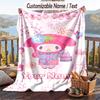 Custom Text Flannel Throw Blanket, Lightweight Cozy Bed Sofa BlanketMy Melody