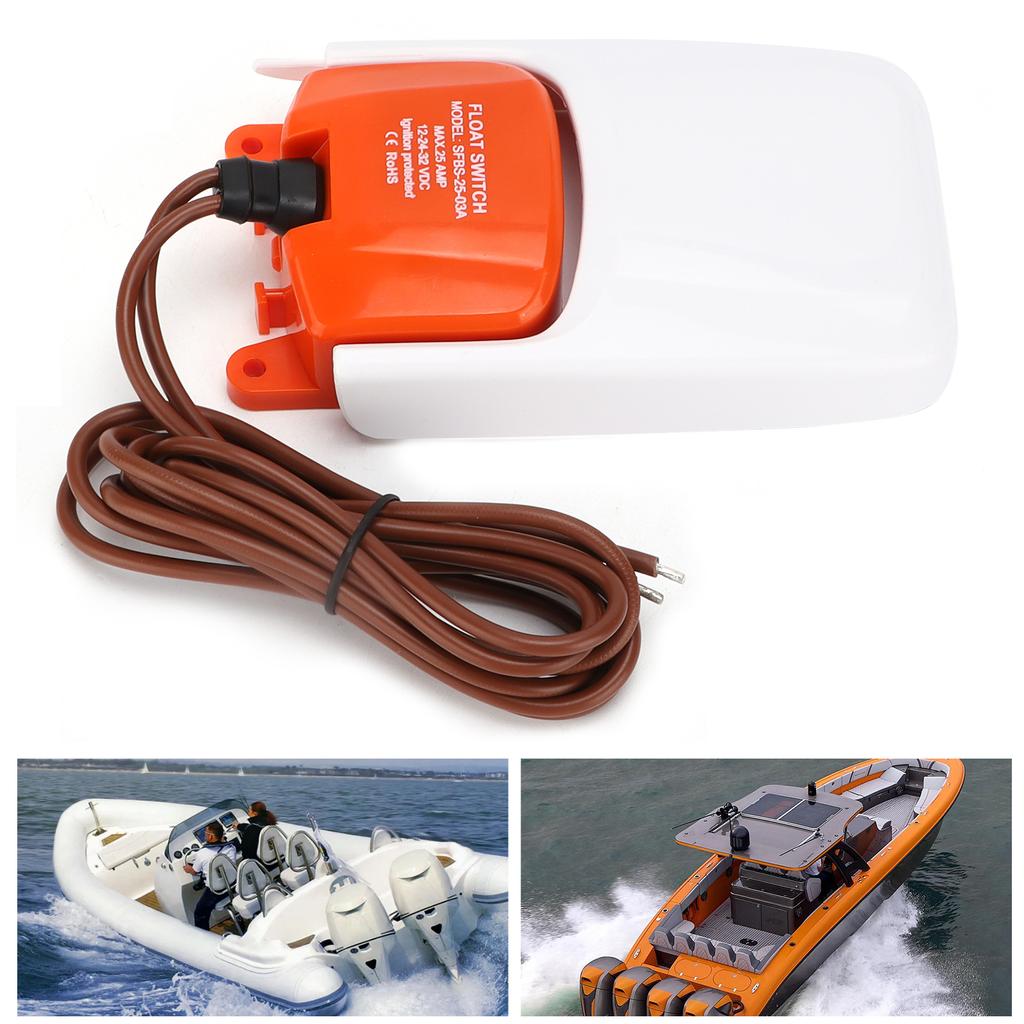 Boat Drainage Bilge Water Pump Float Switch AntiAging UVResistant for 25 Amps 12V 24V 32V Systems