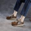 Johnature Genuine Leather Lace Up Women's Sports Shoes Retro Soft Sole Comfortable And Lightweight Sneakers