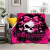 1PC Custom Name Skull Bow Flannel blankets Patterns Throw Blanket All-Season Soft Gift for Couch, Bed, Camping gifts