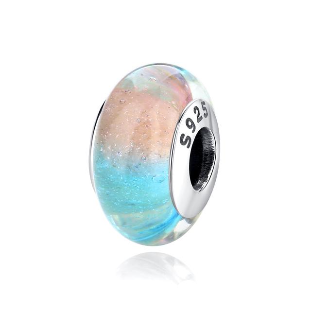 2023 Новый Оригинальный 100% Стерлингового Серебра 925 пробы Стеклянные Бусины Дерево Камень Муранский Цветок Подвески Подходит Браслет Diy Женские Ювелирные Изделия