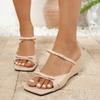Fashion Bowtie Decor Wedges Sandals for Women Plus Size Thick Sole Square Toe Slippers 2025 Summer Comfor Light Non Slip Beach Shoes