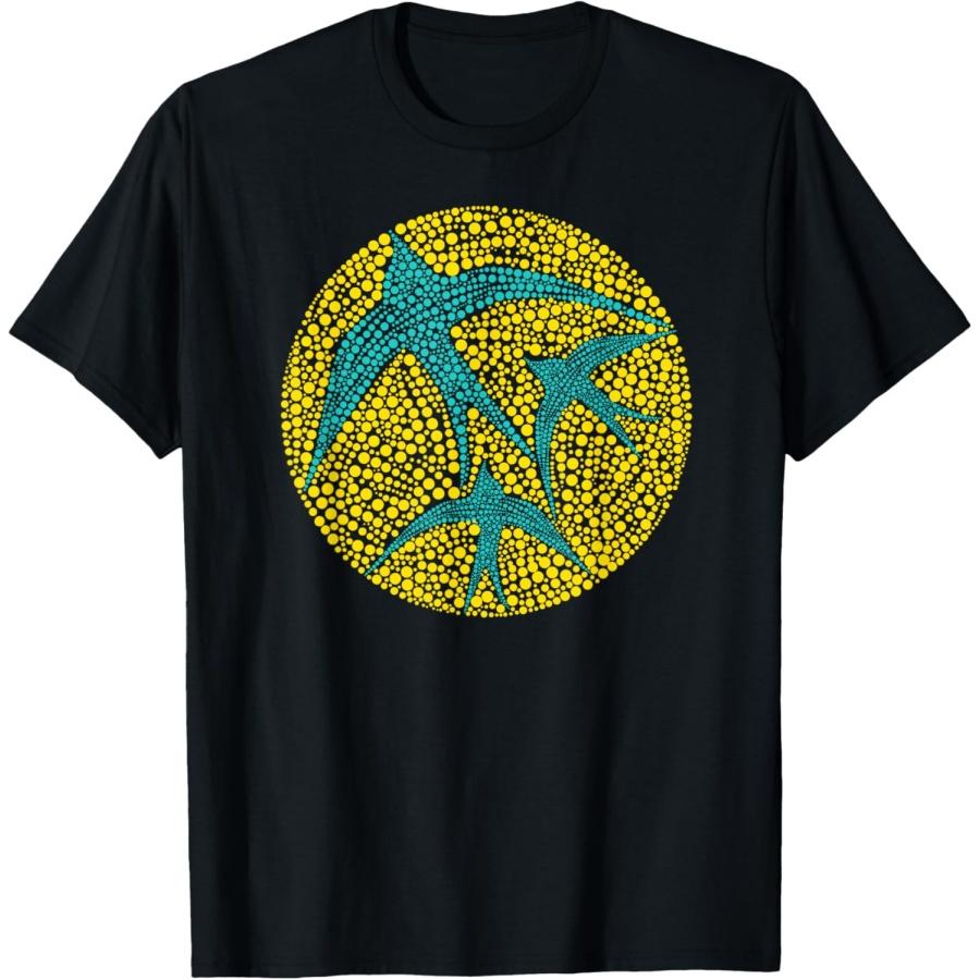 Swarm of Swallows Flying Aboriginal Art Style Flock of Birds T-Shirt