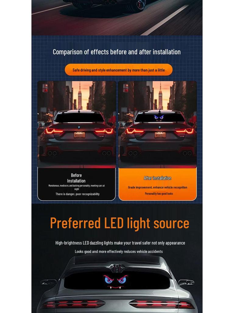 Автомобильная светодиодная фара «Глаз демона-вампира»: Персонализированная декоративная сигнальная лампа