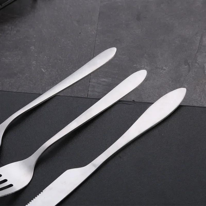 4Pcs/Set Travel Camping Cutlery Set Portable Tableware Stainless Steel Chopsticks Spoon Fork Steak Knife with Storage Case