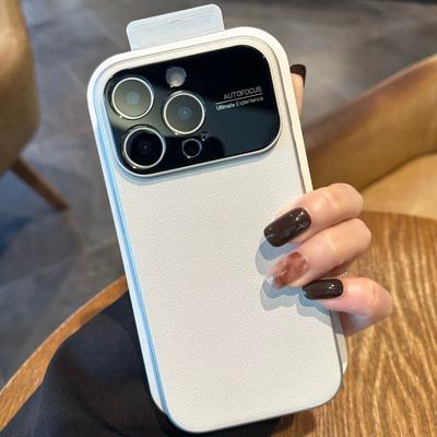 Официальный цвет Однотонный кожаный чехол для iPhone 17 Air 16 15 14 Pro Max Plus 13 12 11 Кристальное стекло для камеры Защитный Funda Чехол