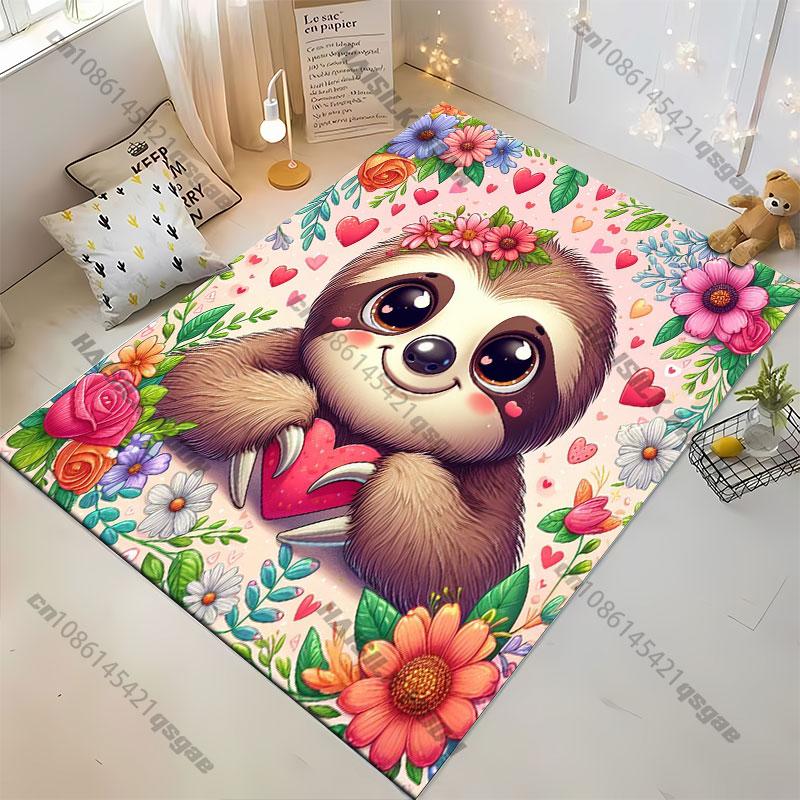 Love nature flowers cute sloth carpet Yoga living room room decor children's crawling mat doormat area rug games mat