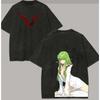 Code Geass Стильная футболка с эффектом потертости Личность Одежда Новая модель Аниме Футболка Круглогодичная одежда Для пар Большие размеры Унисекс Классическая