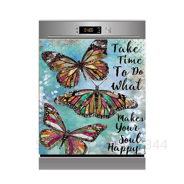 Наклейка для украшения посудомоечной машины «сделай сам», кухонные обои, виниловая наклейка на стену, настенная наклейка с фруктами и цветами для домашнего декора