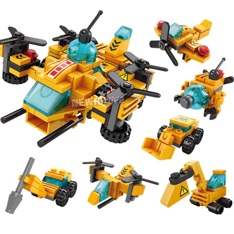6in1 NEW Aircraft Helicopter Spiral Mini Loader Truck Classic Model Building Blocks Sets Bricks Toy City